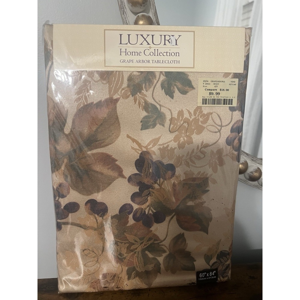 Luxury‎ Home Collection Grape Arbor Tablecloth 60x84 Oblong Oval Fall